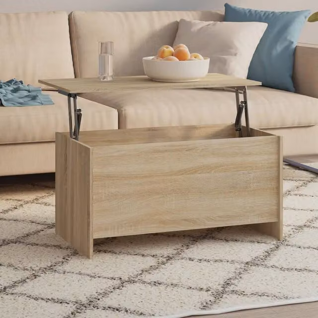 Berkfield Home Sonoma Oak Coffee Table in Brown, W/D/H: 102 x 55.5 x 52.5 cm