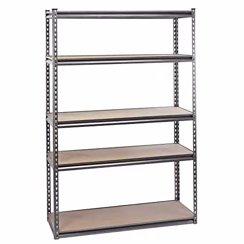 Draper Expert Steel Shelving Unit with Five Shelves, Blue and Grey, W/D/H: 122.0 x 45.0 x 183.0 cm