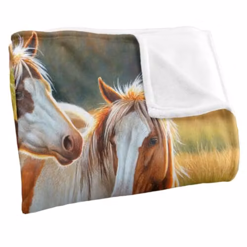 JQ Licensing Painted Horses Super Soft Fleece Throw Blanket, Multicolour, W: 91 cm, D: 147 cm – 2