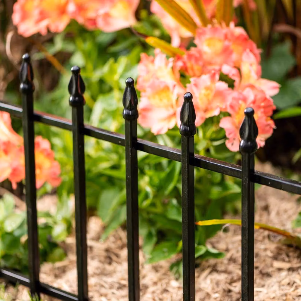 FLAVORA Clarence Finial Metal Garden Border, Black, W/D/H: 100 x 15 x 15 cm – 5