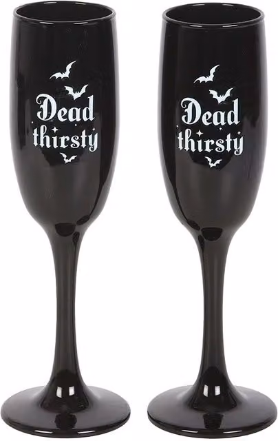 Something Different Dead Thirsty Black Champagne Flutes, Pack of 2, 300ml