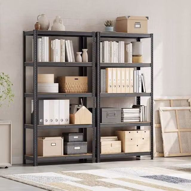 SONGMICS Heavy-Duty 5-Tier Adjustable Metal Shelving Unit in Black