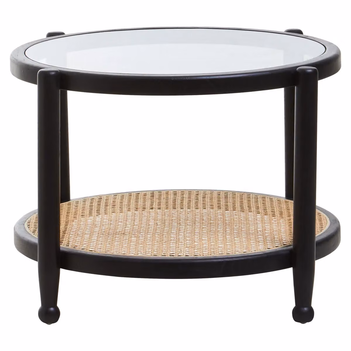 Orsina Cebu Round Rattan and Glass Coffee Table in Black – 4