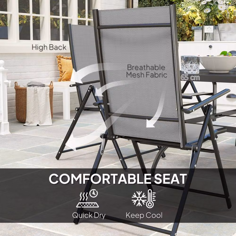 Wyld Haus Mamoka 6 Seater Outdoor Dining Set with Grey Powder Coated Steel Frames – 4