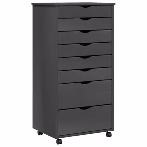 vidaXL Rolling Cabinet with Drawers in Moss Grey Solid Pine Wood