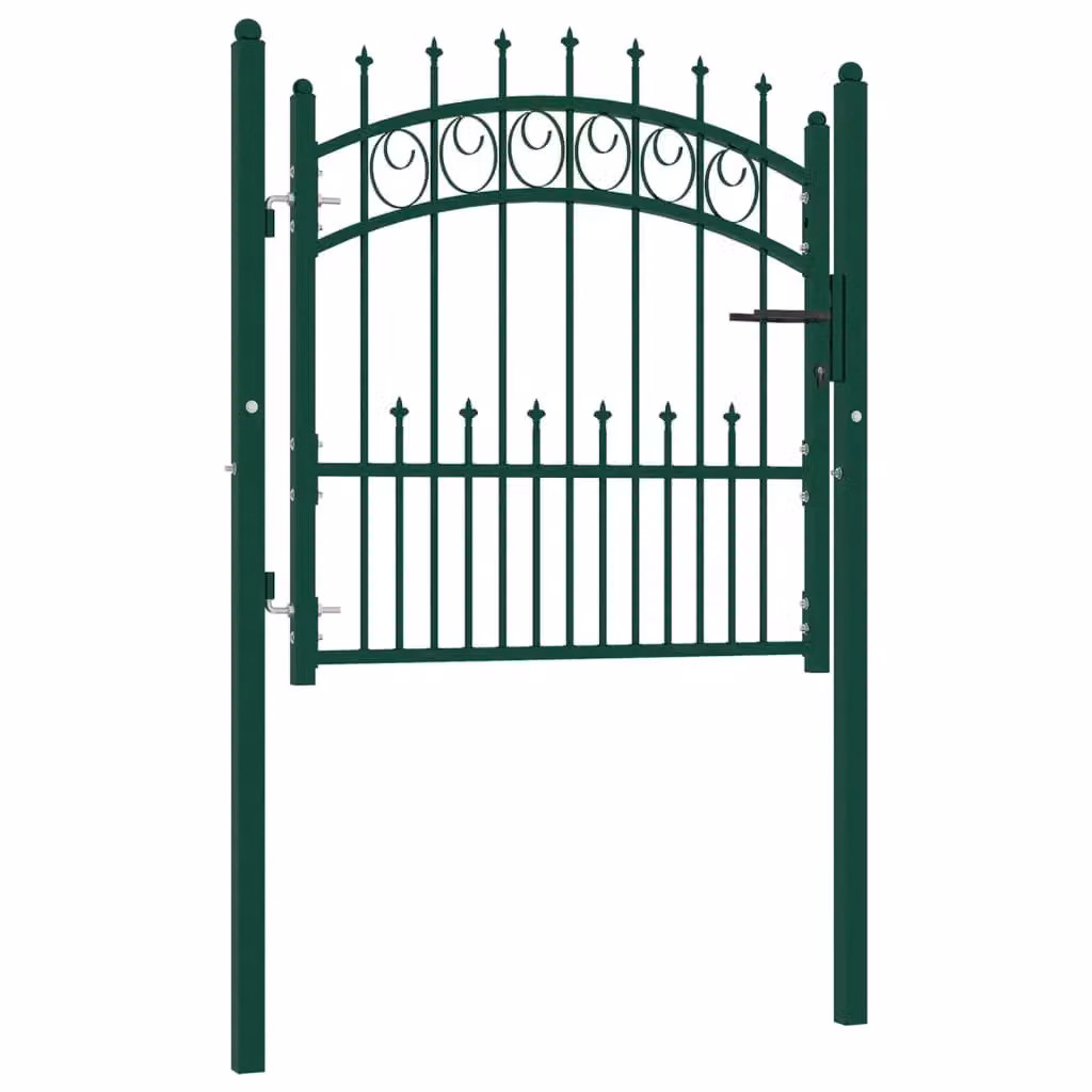 Berkfield Home Green Steel Single Swing Fence Gate with Spikes W/D/H: 100 x 100 x 100 cm – 2