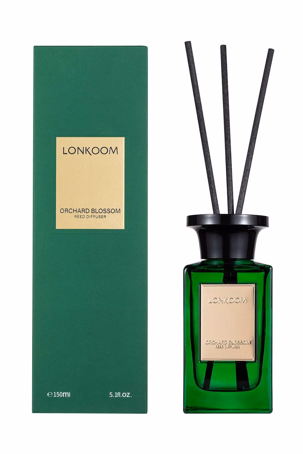 Living and Home Oriental Woody Scent Reed Diffuser Set, 150ml, Green – 3