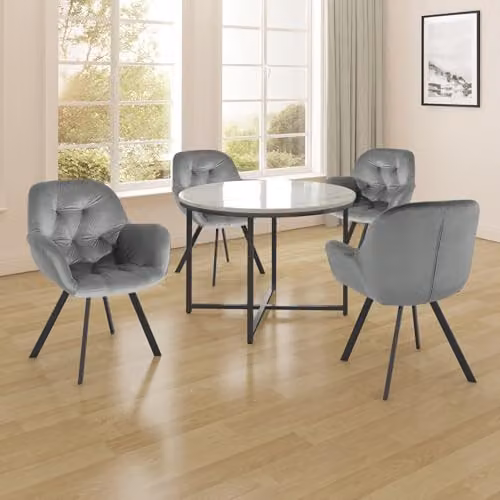 Dorel Home Furnishings Ellie Dining Chair Set of 2 in Grey Velvet, W/D/H: 66 x 66 x 86 cm – 2