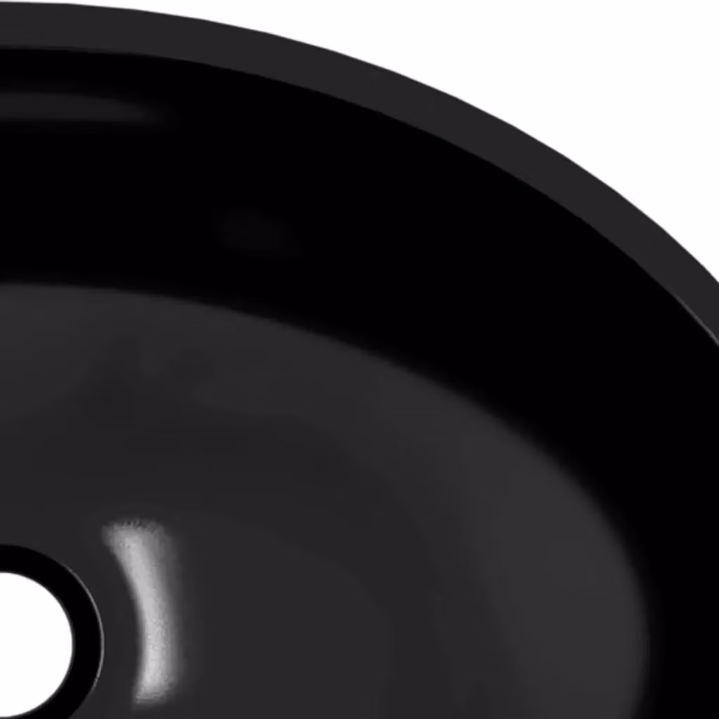 Berkfield Home Black Glass Countertop Basin W: 50 cm, D: 37 cm, H: 14 cm – 4