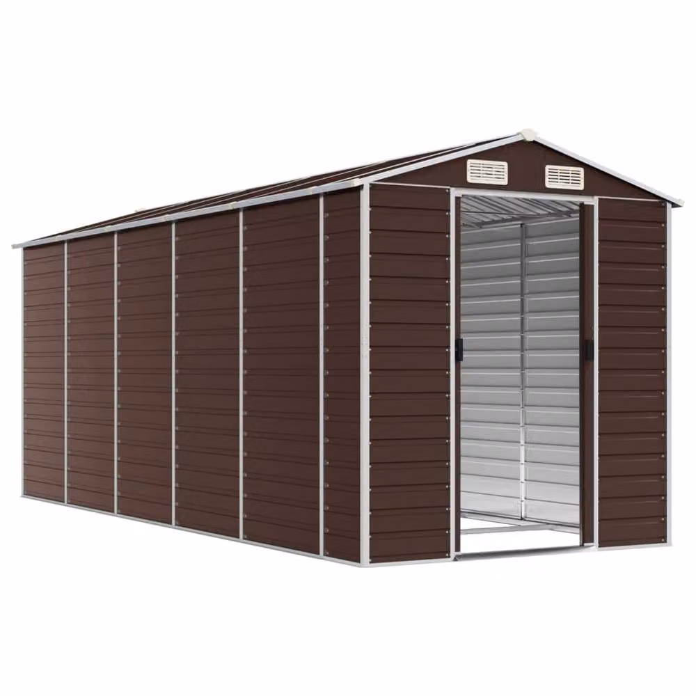 Berkfield Home Brown Galvanised Steel Garden Shed with Side Vent W/D/H: 191 x 470 x 198 cm – 3