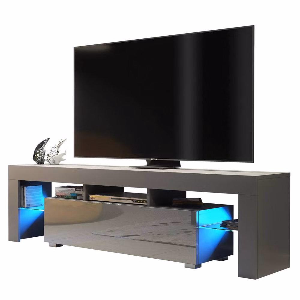 Creative Furniture Aria Modern Glossy TV Unit in Grey, W: 160 cm, H: 45 cm, D: 35 cm – 3