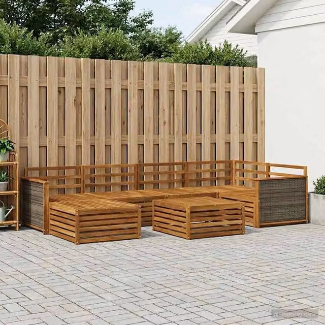 Berkfield Home 7 Piece Outdoor Sofa Set in Brown Wood – 1