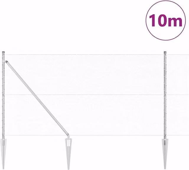 Berkfield Home Hexagon Fence in Silver Galvanised Steel, H: 140 cm x W: 10 m – 1