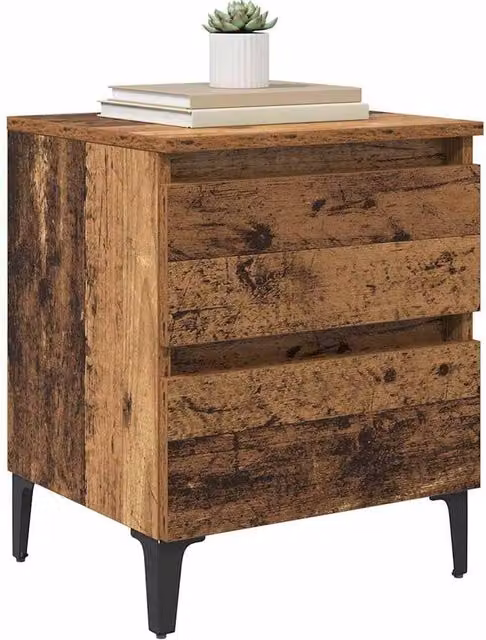 Berkfield Home Set of 2 Stylish Bedside Cabinets in Old Wood Brown, W/D/H: 40 x 35 x 50 cm