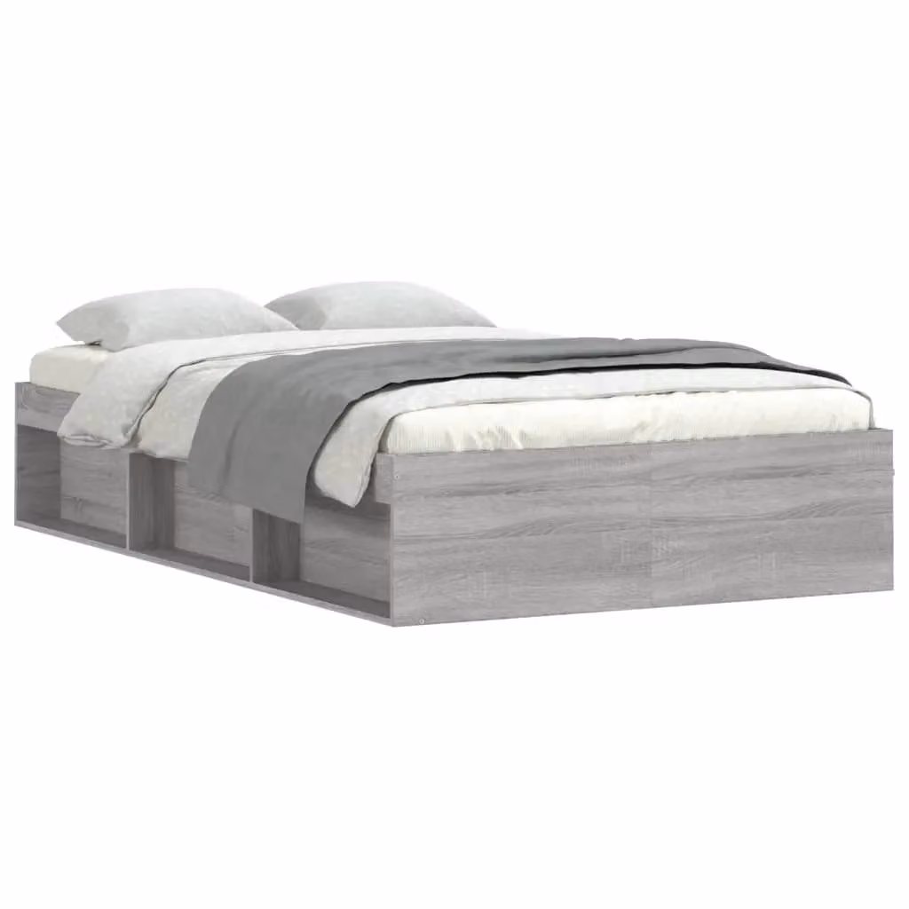 Berkfield Home Small Double Bed Frame in Grey with Side Compartments, W/D/H: 120 x 190 cm – 2