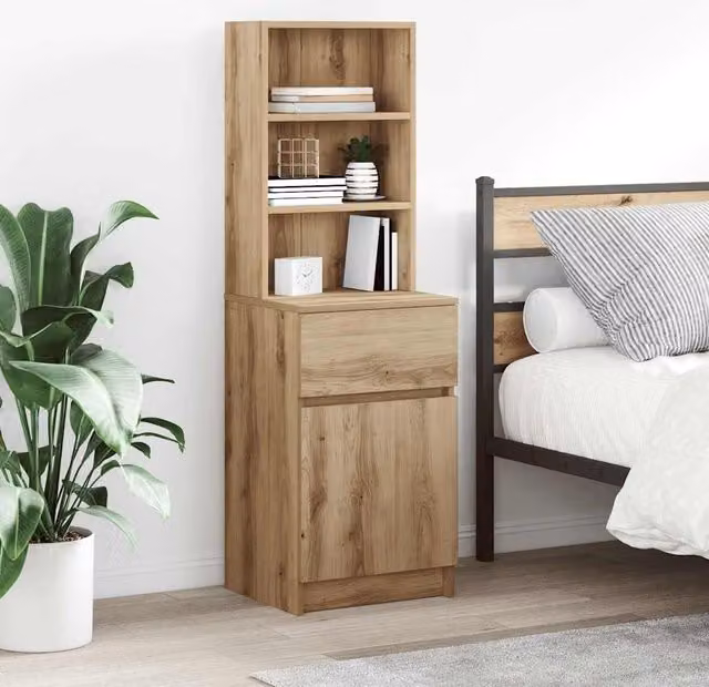 Berkfield Home Artisan Oak Bedside Cabinet in Brown, W/D/H: 39 x 35 x 125 cm – 1