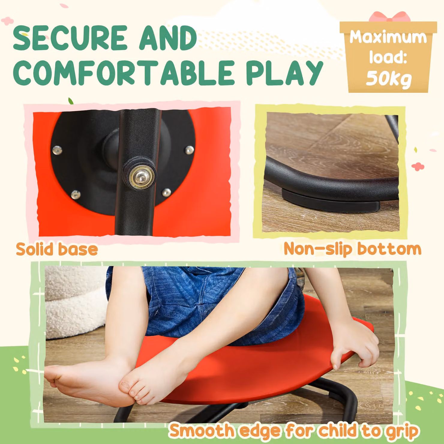 AIYAPLAY Spinning Chair for Autism Coordination and Balance, Red – 4