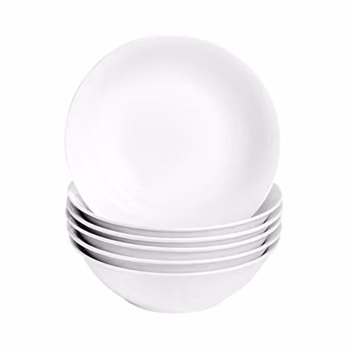 Argon Tableware White Porcelain Cereal Bowls, Set of 6, Diameter: 18 cm