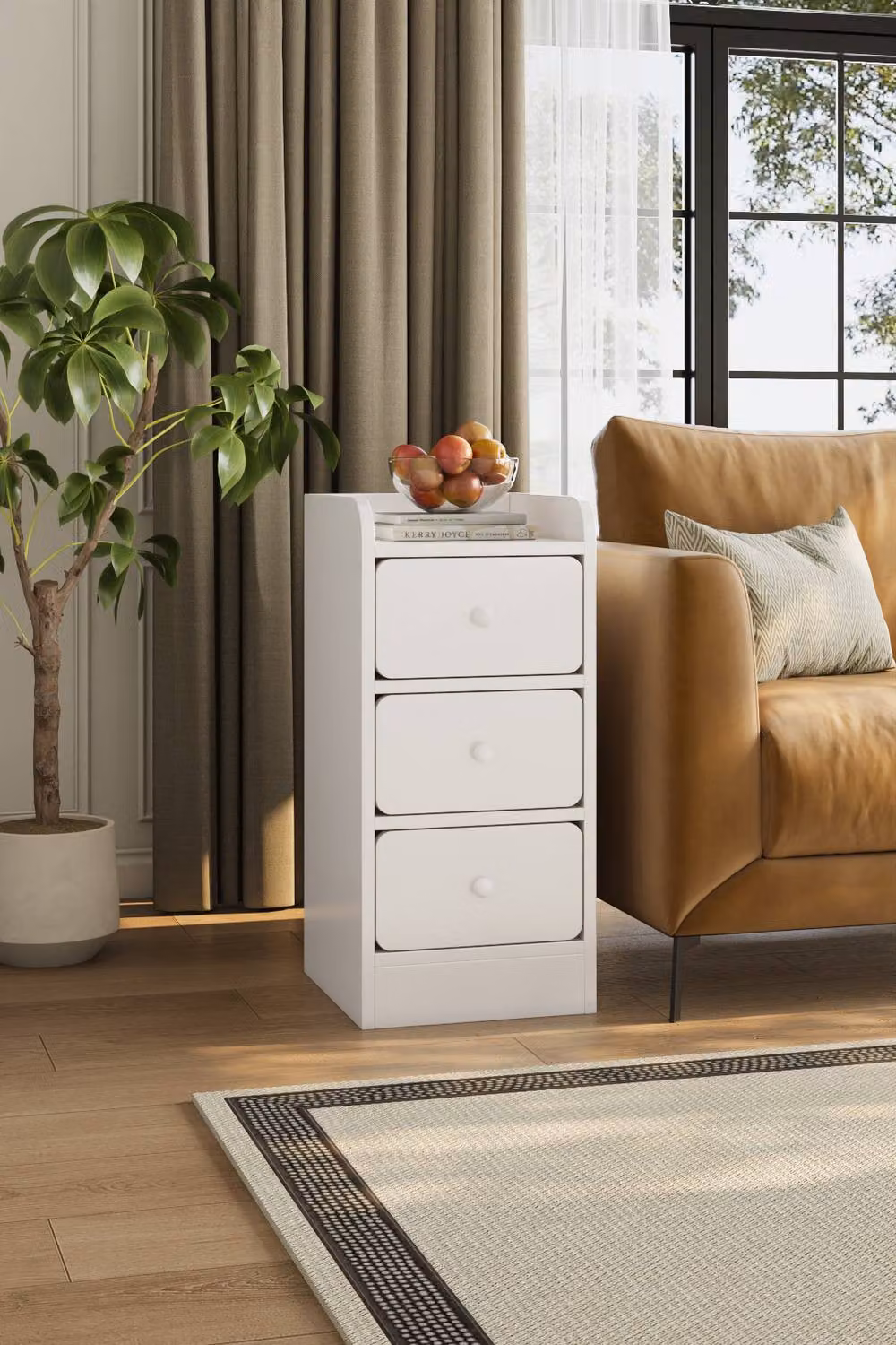 Garden Sanctuary Modern 3-Drawer Bedside Table in White – 2
