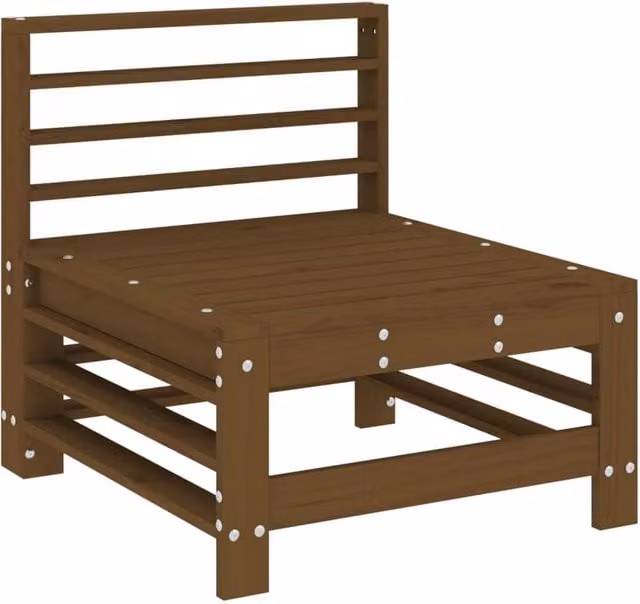 Berkfield Home Beautiful Garden Middle Sofas, 2 Piece Set in Honey Brown Solid Pine Wood – 1