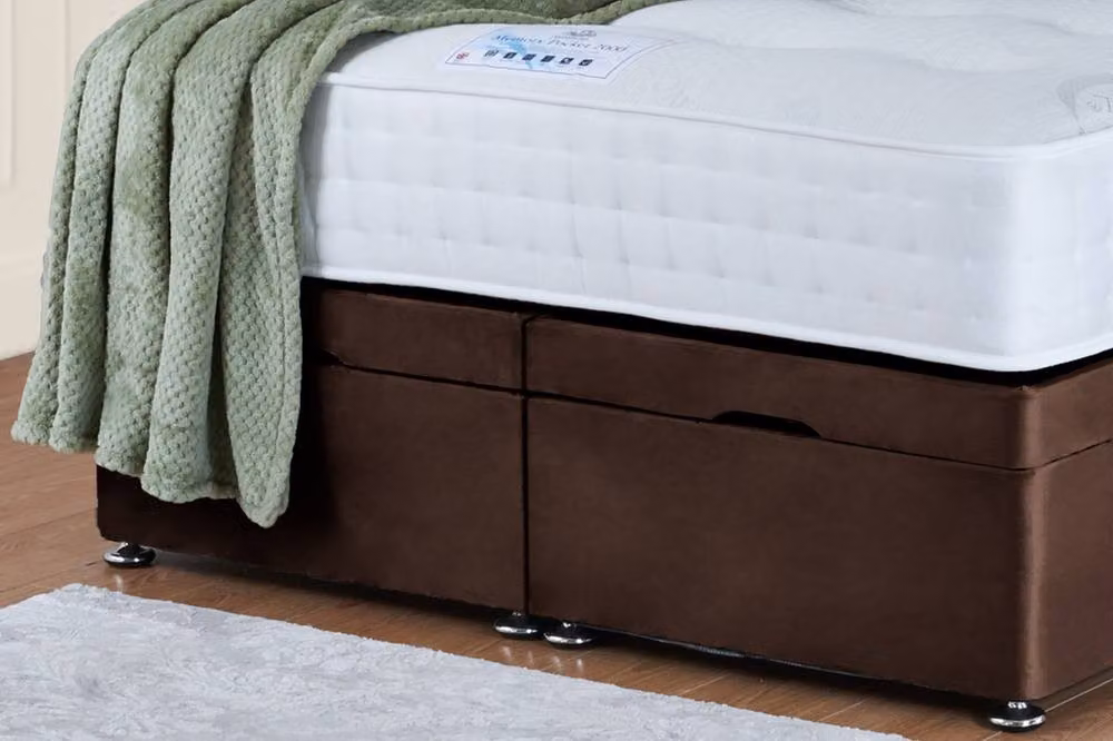 UK Bed Furniture Sunrise End Lift Divan Ottoman Bed with 54 Inch Headboard, Brown, W/D/H: 180 x 200 cm – 4