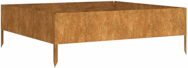 Berkfield Home Garden Square Corten Steel Raised Bed in Brown, W/D/H: 100 x 100 x 33.5 cm – 1