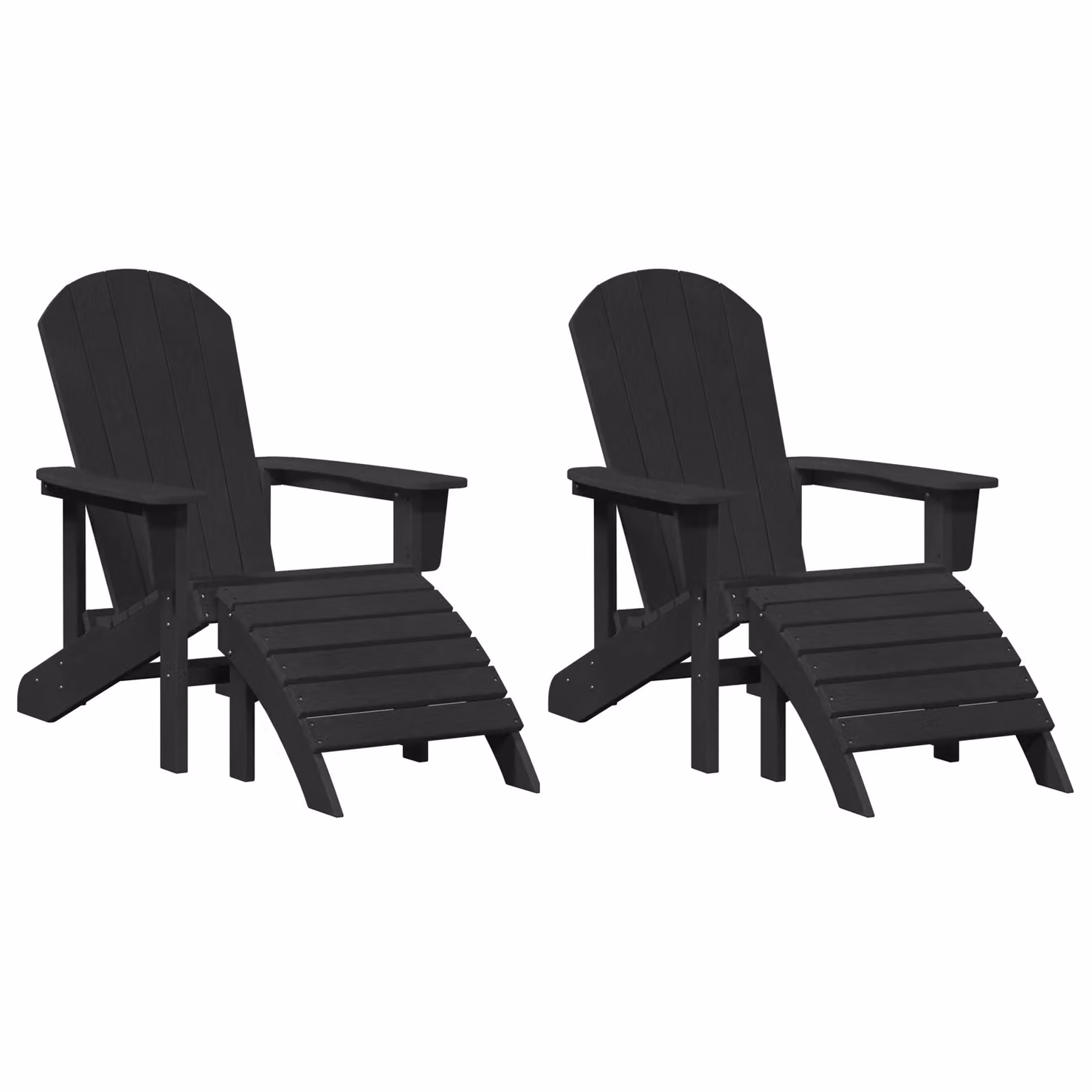 Berkfield Home Adirondack Chairs with Footrests, 2 Piece Set, Black HDPE – 2