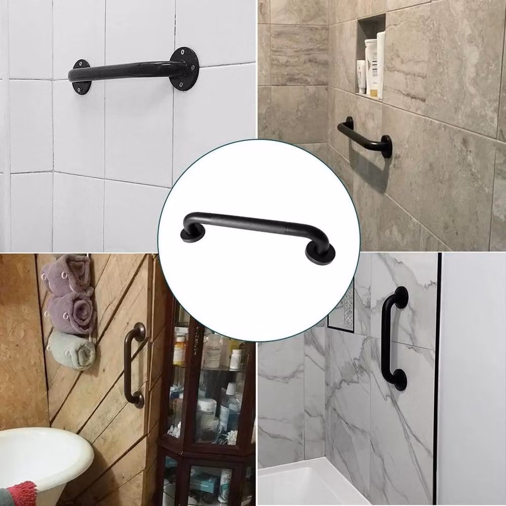 EONLION Matt Black Stainless Steel Wall Mounted Straight Handrail with Non-Slip Grip – 3