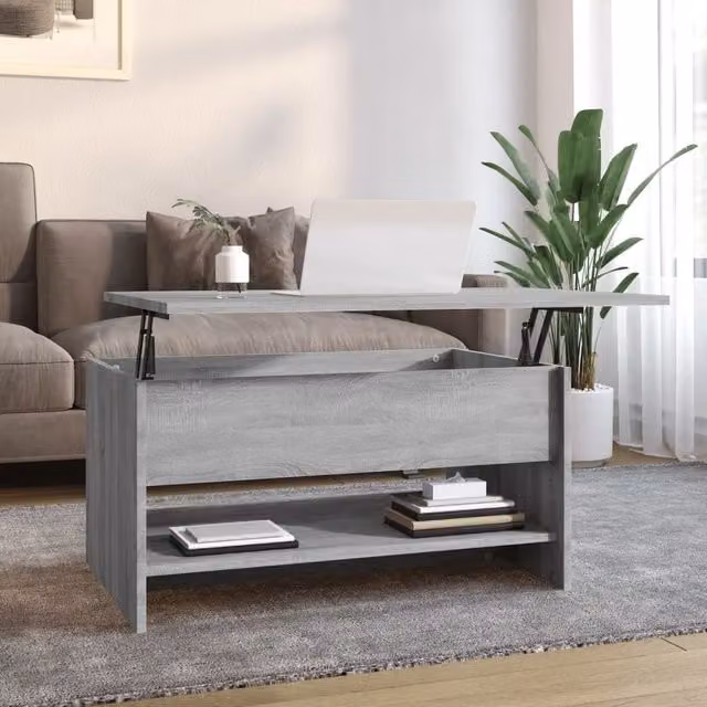 Berkfield Home Grey Sonoma Coffee Table with Lift Mechanism, W/D/H: 80 x 50 x 40 cm