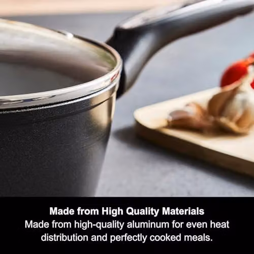 Morphy Richards 3-Piece Forged Aluminium Non-Stick Pan Set with Glass Lids in Black, 16, 18 and 20cm – 6