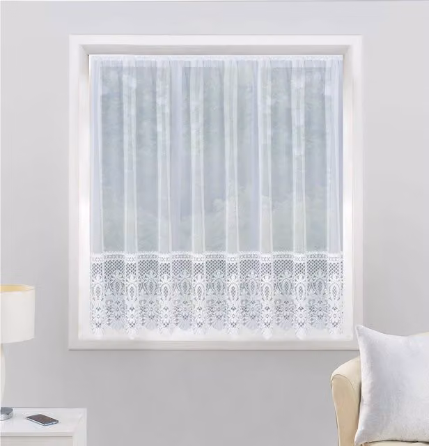Tyrone Textiles Heavy Base Lace Net Cut Panel in White, W: 101 cm, L: 200 cm