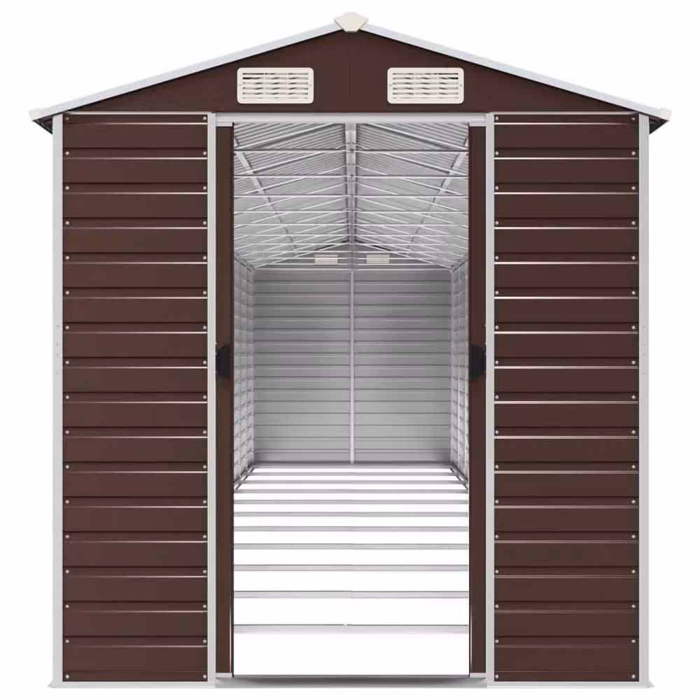 Berkfield Home Brown Galvanised Steel Garden Shed W/D/H: 191 x 980 x 198 cm – 4