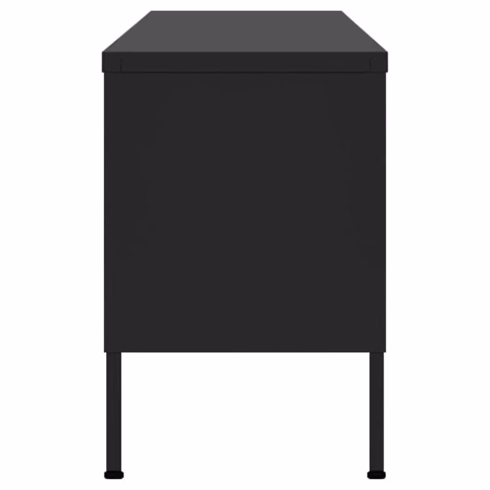 Berkfield Home Black Metal TV Cabinet W: 105 cm, D: 35 cm, H: 50 cm – 3
