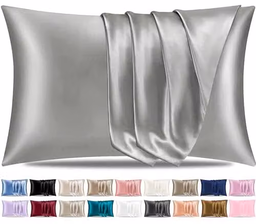 Pamposh Satin Silk Pillowcases, 2 Pack, Grey, W/D/H: 50 x 75 x 0 cm