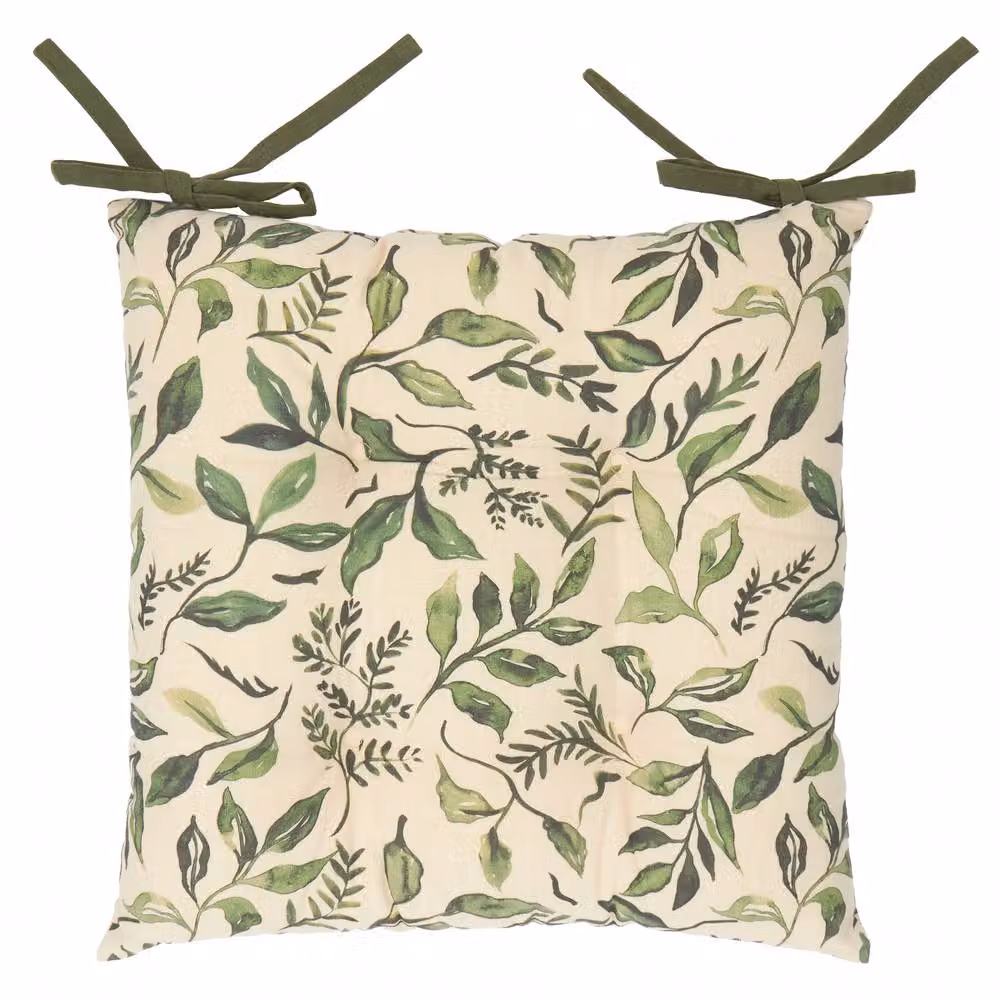 Wylder Herb Garden Reversible Botanical Slub Cotton Seat Pads, Pack of 2, Green and Multicolour, W/D/H: 40 x 40 x 40 cm – 2