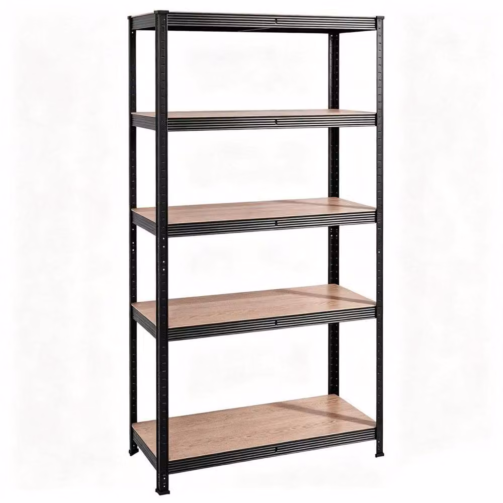 FLAVORA Black 5 Tier Heavy Duty Garage Shelving Unit W: 50 cm, D: 50 cm, H: 177.8 cm – 5
