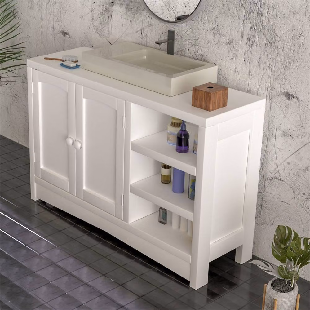 Nordara White 2-Door Bathroom Under Sink Vanity Unit with Internal Shelves W/D/H: 90 x 60 x 30 cm – 5