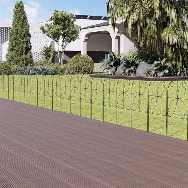 EONLION 20-Piece Rustproof Metal Garden Fence Flower Bed in Black