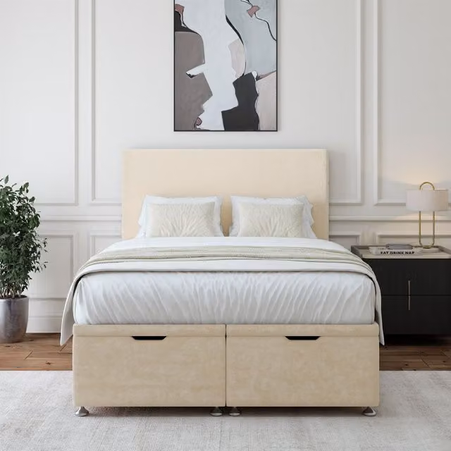 Bedmaster Luxury Velvet Ottoman Divan Base in Natural, Single Size