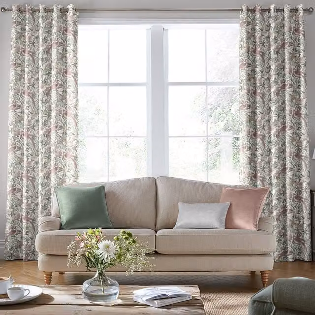 Laura Ashley Osterley Birds Made to Measure Blackout Eyelet Curtains in Mulberry Purple and Multicolour