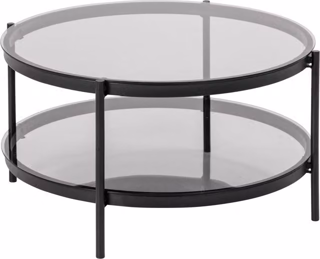 Furniture To Go Bayonne Round Coffee Table with Black Matt Smoked Glass Top