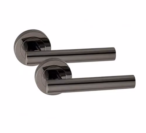 Golden Grace T-Bar Door Handle and Rosette Latch Set in Matt Black Metal