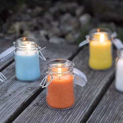 KDMD Pure Olive Wax Jar Candle, Turquoise Blue, H 120 mm x W 70 mm x D 12 mm