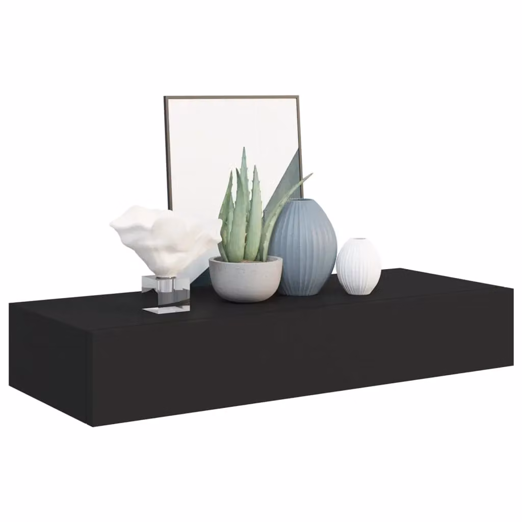 Berkfield Home Wall-mounted Drawer Shelf in Black, W/D/H: 60 x 23.5 x 10 cm – 2