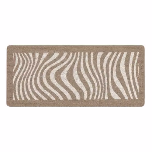 My Mat Sculptured Patterned Waves Mink Runner in Brown and Beige, W: 67 cm, L: 150 cm – 1