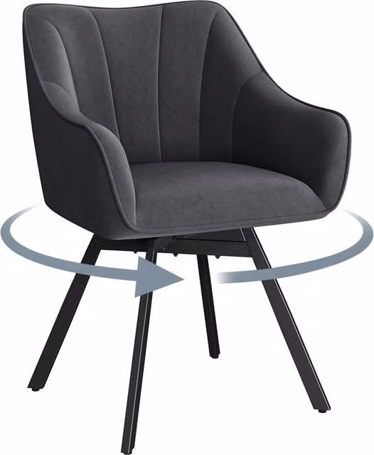 Yaheetech Modern Swivel Velvet Dining Chair in Grey
