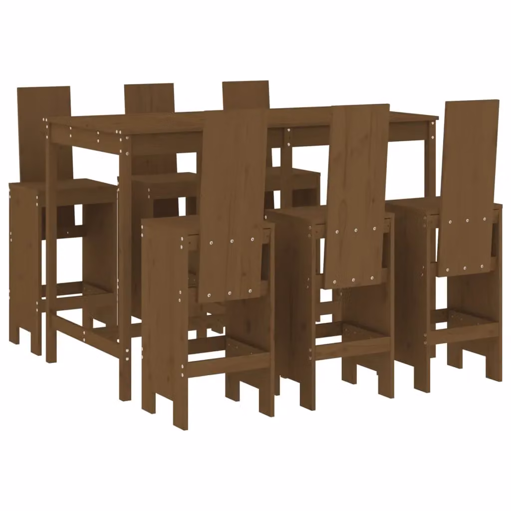 Berkfield Home 7 Piece Garden Bar Set in Honey Brown Solid Wood Pine – 2