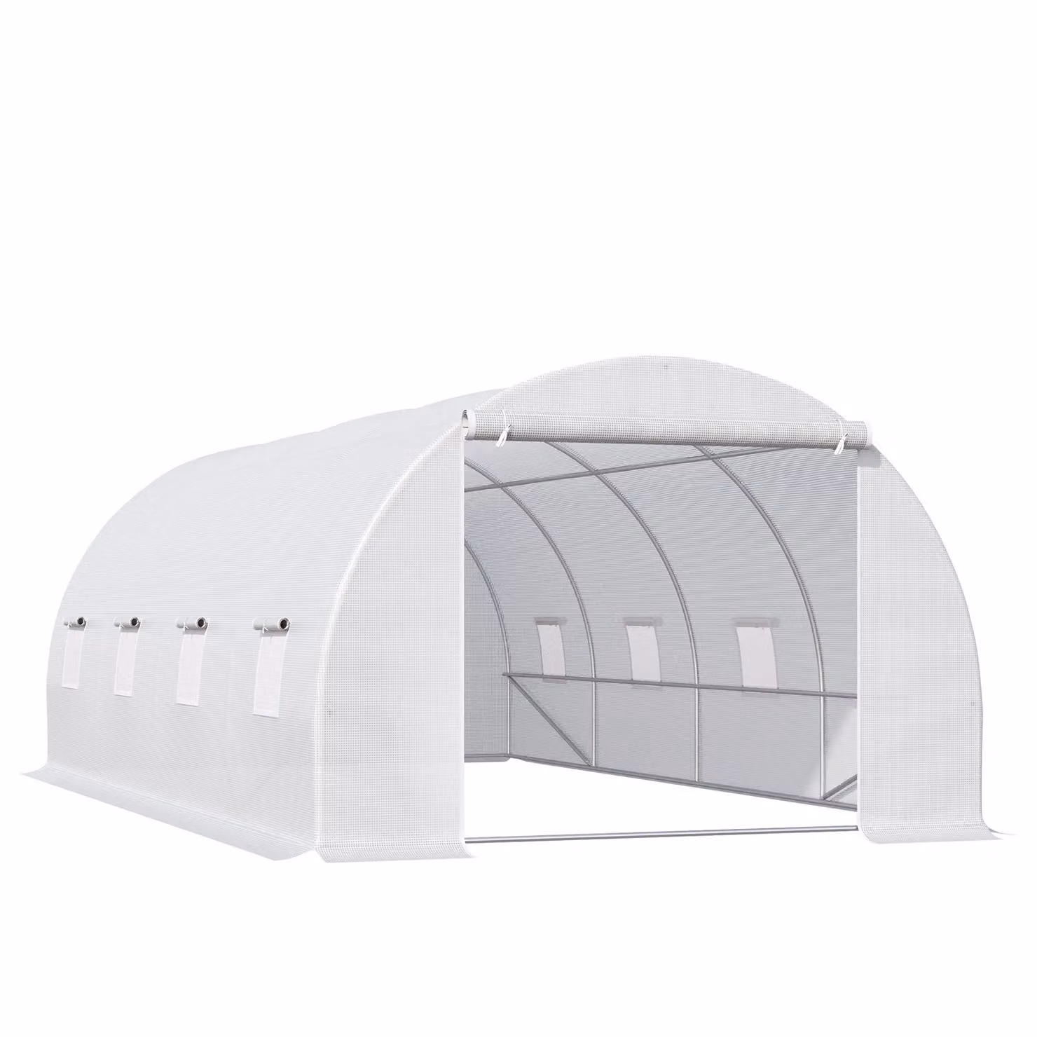 Outsunny White Polytunnel Greenhouse with 8 Windows and Zippered Door, W/D/H: 6 x 3 x 2 m – 2