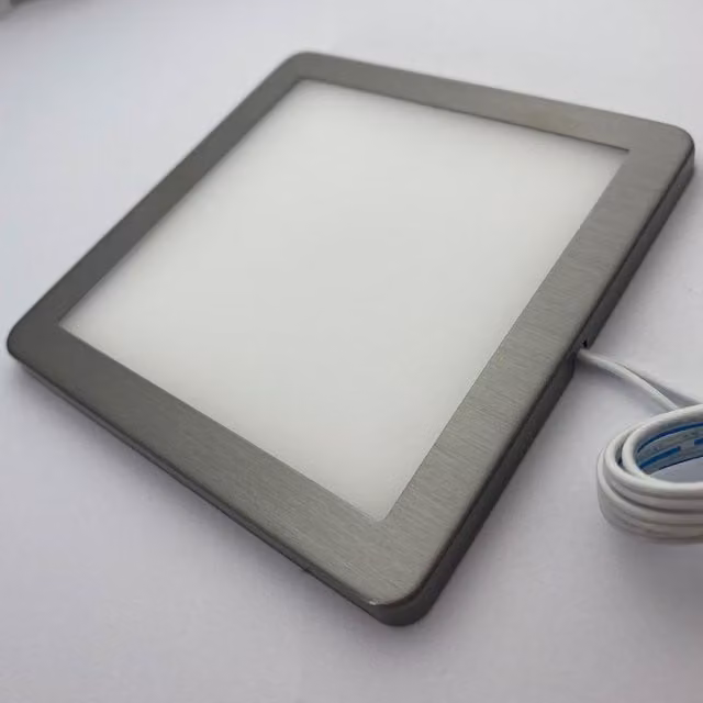 Loops Ultra-Slim Square Under Cabinet Kitchen LED Light and Driver Kit in Brushed Nickel with Warm White Diffused Light