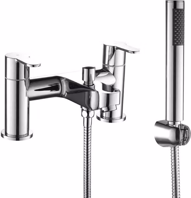 Balterley Modern Round Deck Mounted Bath Shower Mixer Tap, Chrome/Silver